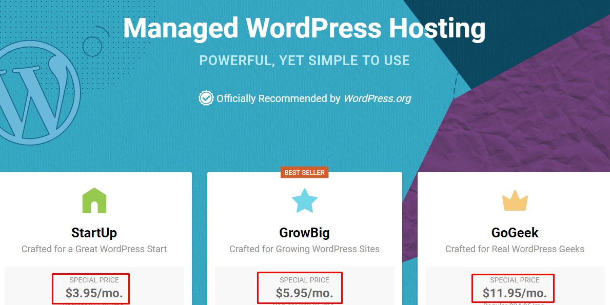 siteground wordpress hosting plans price