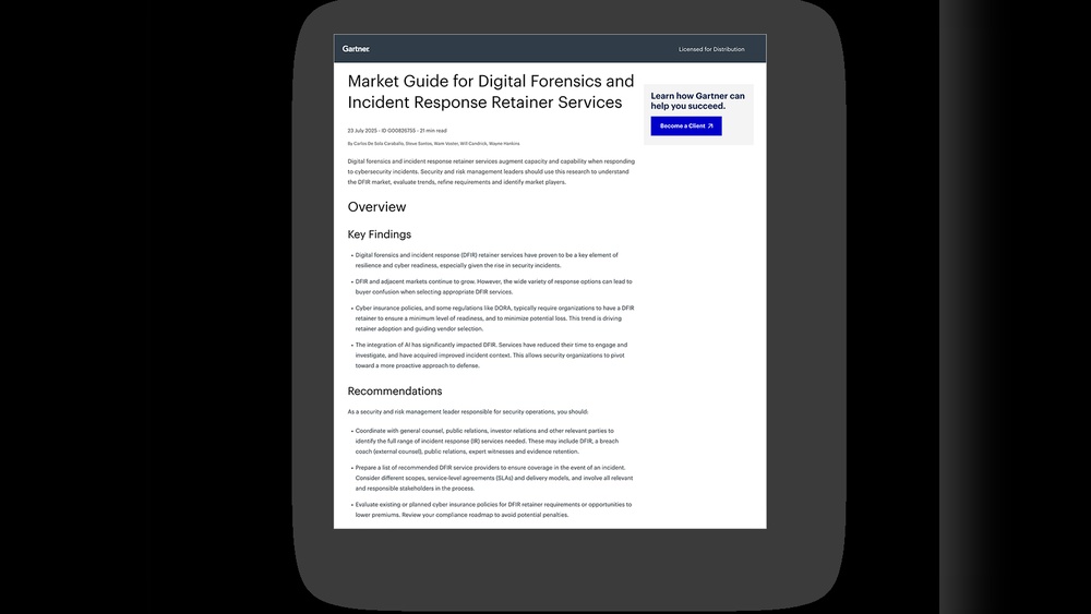 Market Guide for Digital Forensics And Incident Response Retainer Services